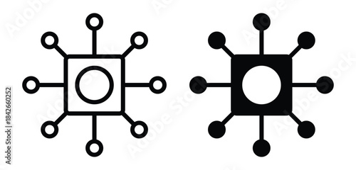 Minimalist Icon Set of Abstract Geometric Shapes in Two Color Variations