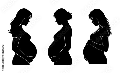 Three Pregnant Women Silhouettes - Maternal Beauty