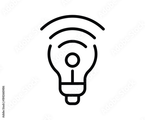Wireless Light Bulb Icon Design with Signal Waves and Minimal Style