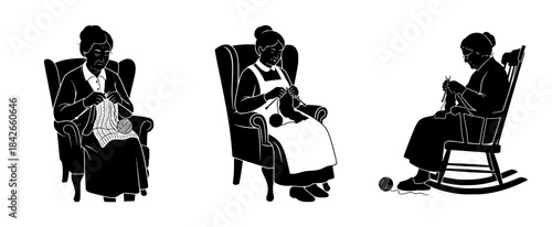 Three Women, Knitting in Seated Comfort