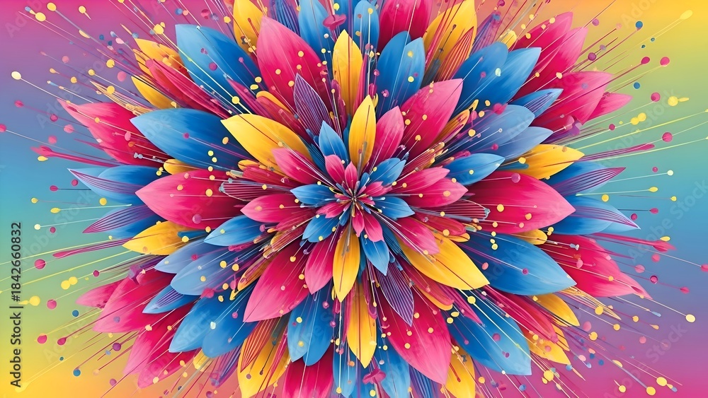 Obraz premium Vibrant Abstract Floral Explosion – Colorful Digital Flower Art