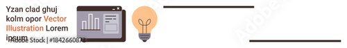 Business strategy, creative thinking, innovation, data visualization, problem solving, analytics. Bar graph and light bulb combination. Data visualization and creative thinking concept