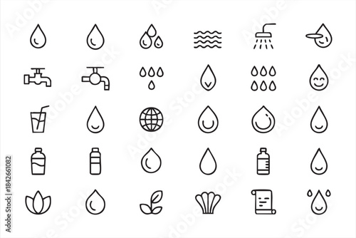 Water and hydration symbols for conservation and eco-wellness design