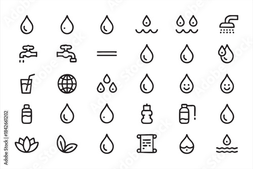 Global water, hydration, and purity symbols for eco-communication
