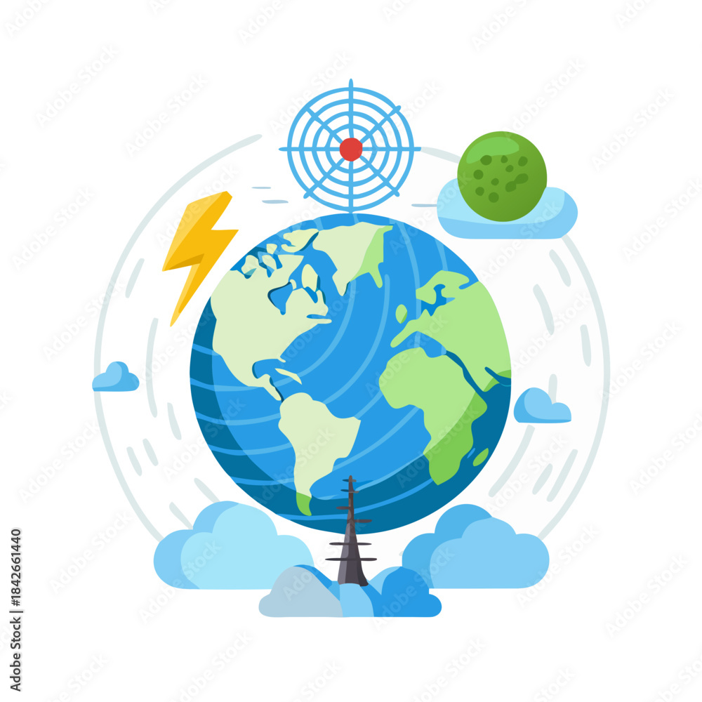 Naklejka premium Global Weather Radar Climate Monitoring Icon
