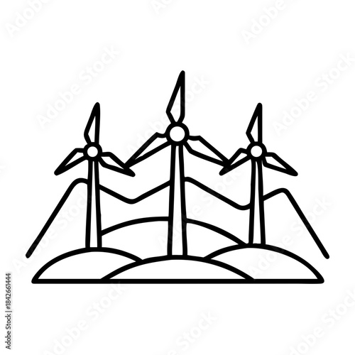 Renewable Wind Farm Turbine Line Icon