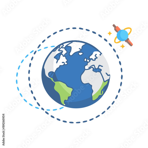Space Satellite Orbit Tracking Icon