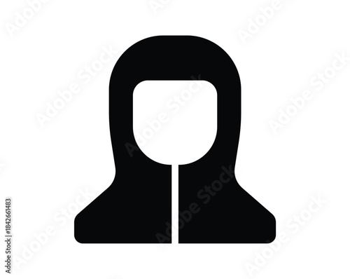 Simple Black Silhouette of a Person Wearing a Hooded Jacket or Coat