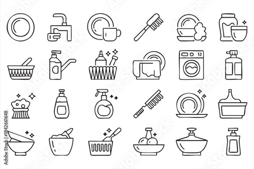 Clean dishes and kitchen care markers for facility maintenance visuals