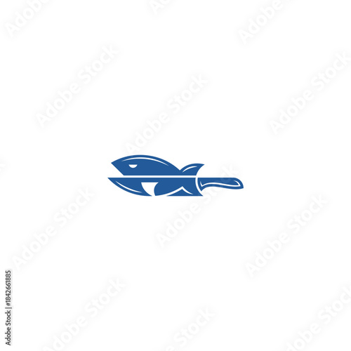 Predatory fish sharp knife logo illustration.