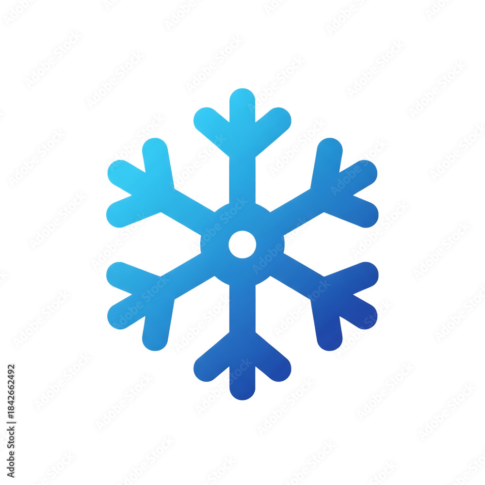 Fototapeta premium Blue snowflake icon on white background