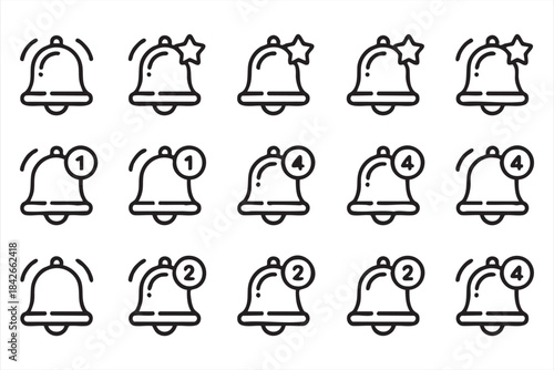 Notification badges and ringing bells for software UI graphics