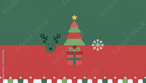 Flat illustration of Cute Red and green Christmas themed icon. 
