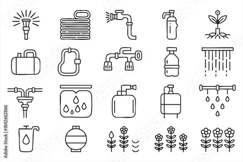 Plumbing, pressure control, and water distribution symbols for field layouts