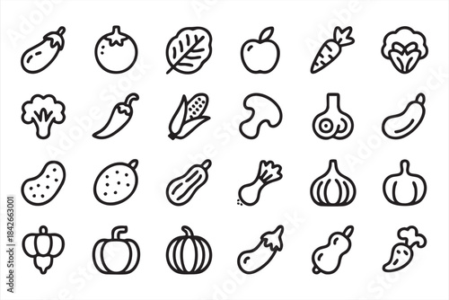 Farm-to-table vegetable icons for culinary and recipe branding