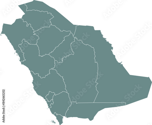 High-resolution Saudi Arabia administrative districts detailed map illustration