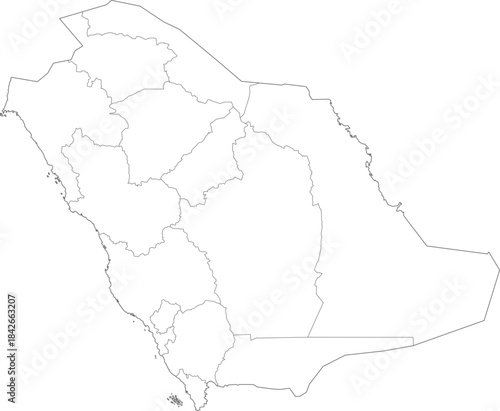 High-resolution Saudi Arabia administrative districts detailed map illustration