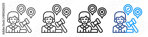 Court Decision Icon Different Style Outline Collection Set.
