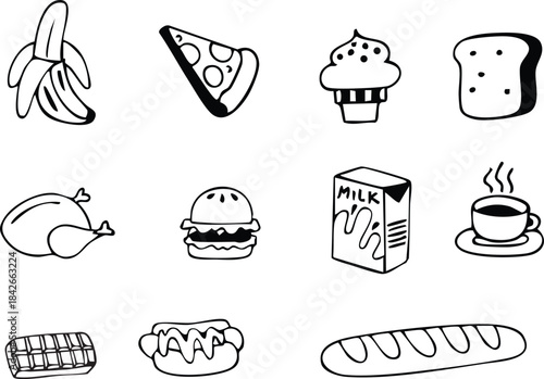Hand-Drawn Doodle Food Icons Collection