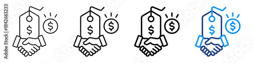 Price Agreement Icon Different Style Outline Collection Set.