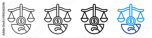Economic Justice Icon Different Style Outline Collection Set.