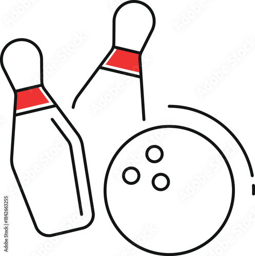 Bowling Pins and Ball Icon
