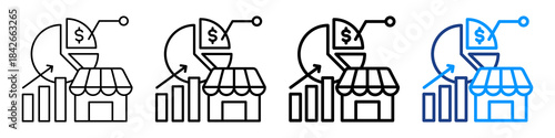 Market Share Icon Different Style Outline Collection Set.