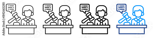 Legal Judgment Icon Different Style Outline Collection Set.