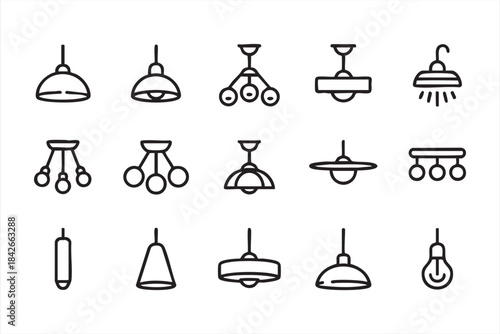 Line art ceiling light illustrations for interior design