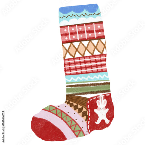 Christmas Rabbit Socks Illustration Design Vector