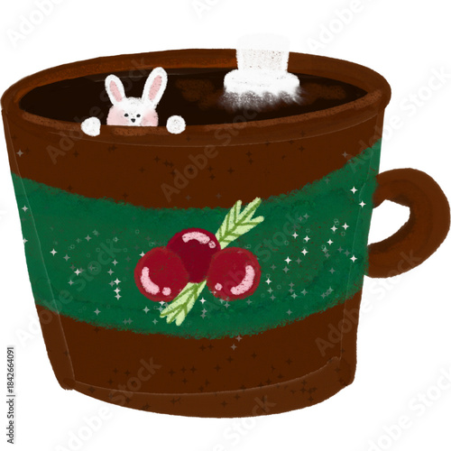 Christmas Rabbit Cocoa Illustration Design Vector