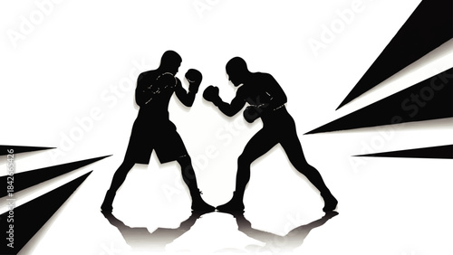 Dynamic Wrestling and Boxing Sports Silhouette Vector Illustration