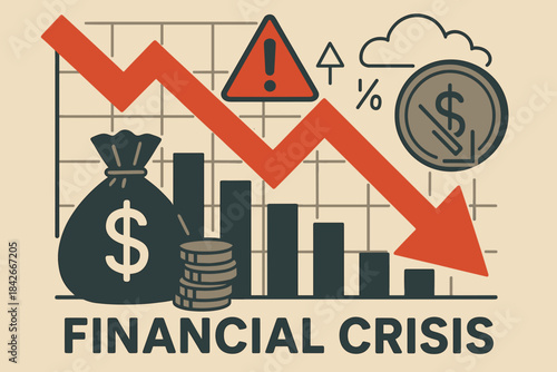 Financial Crisis and Economic Downturn Illustration