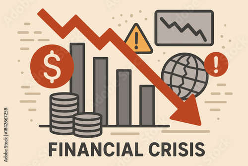 Financial Crisis and Market Downturn Illustration