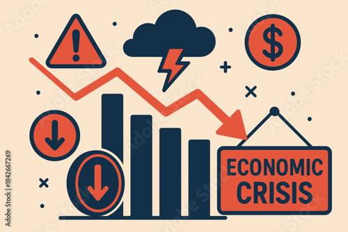 Economic Crisis and Financial Downturn Illustration