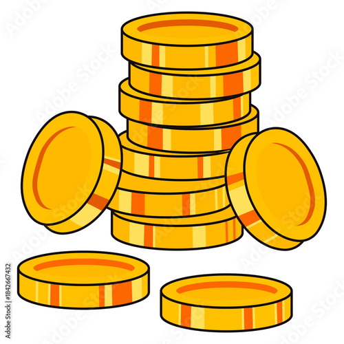 Coin Stack: Illustrative representation of monetary accumulation with a stack of gold coins, symbolizing wealth and financial growth, suitable for business, finance, and investment concepts.