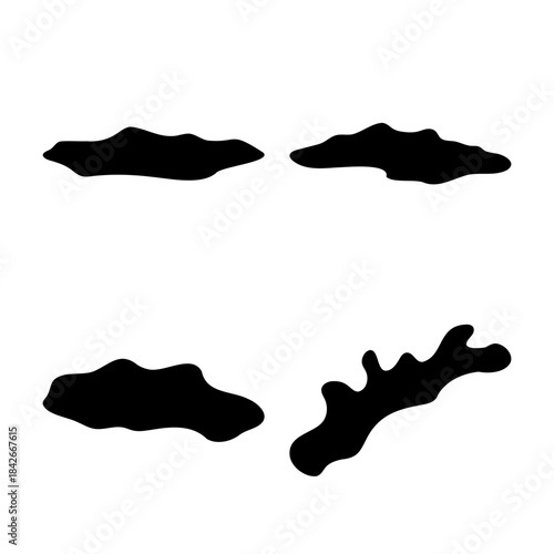 Abstract black fluid stains and inkblot shapes set design
