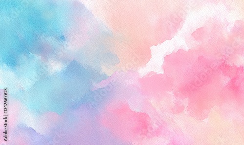 Pastel watercolor wash with soft, blended colors creating a dreamy and airy abstract art piece