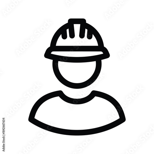 Illustration of a construction worker wearing a hard hat, isolated on, symbolizing safety and industry