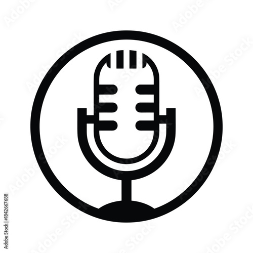 Microphone icon in a circle isolated on for podcasting, broadcasting, or public speaking