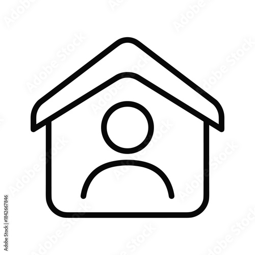 Stay home concept icon isolated on person inside house symbol quarantine pictogram self isolation sign vector illustration