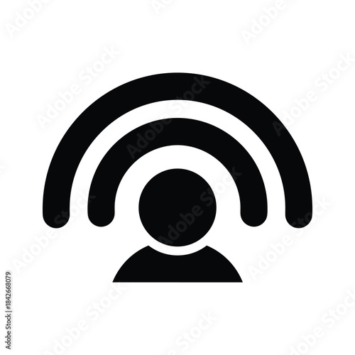 Person with wifi signal isolated on silhouette of a person with wifi signal above head