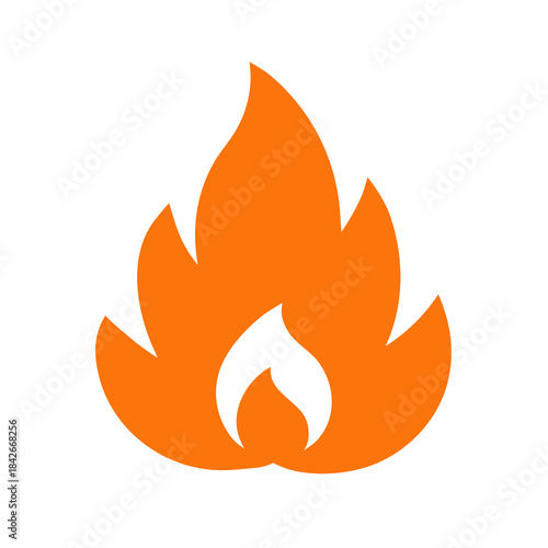 A minimalist orange fire flame icon design illustration