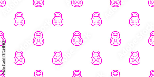 Kettlebell line art seamless pattern background. Dumbbell Weight Illustrations. Doodle gym seamless pattern background. fitness pattern background. Fitness and gym doodle pattern. 