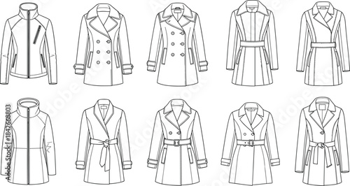 Extensive Hand-Drawn Vector Outline Collection of Women's Flat Shoes Including Ballerina Flats, Loafers, Strappy Sandals, and Lace-Up Casual Sneakers.