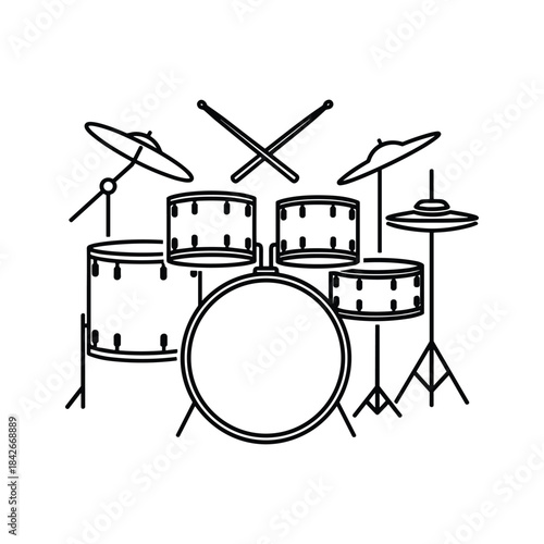 Drum set illustration on white background