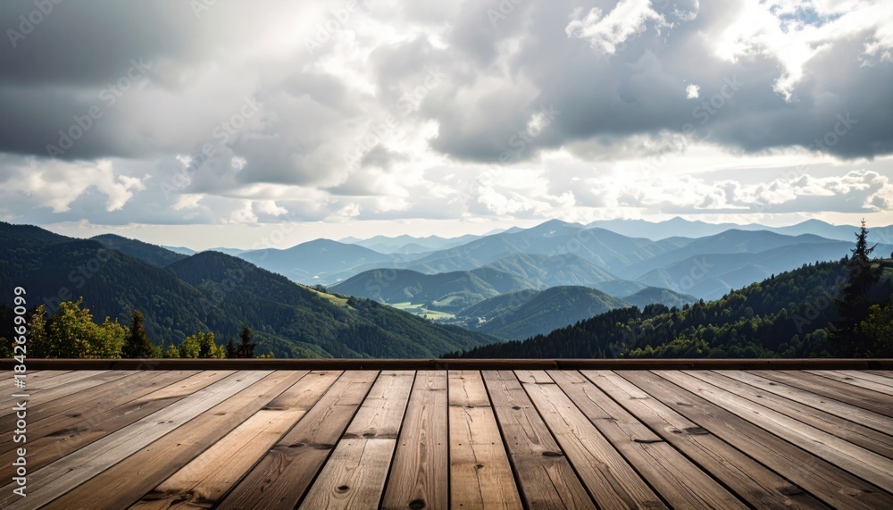 Fototapeta premium Mountain view from deck.