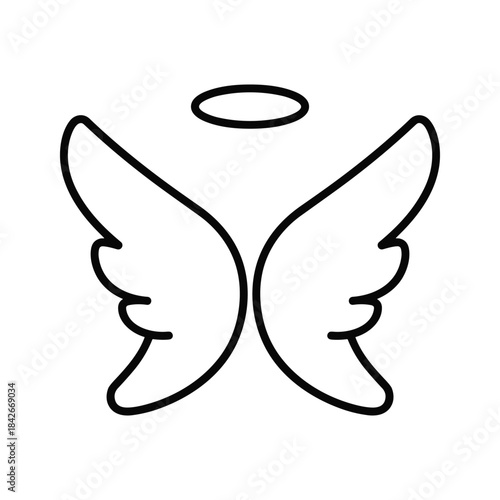 Angel wings with halo icon