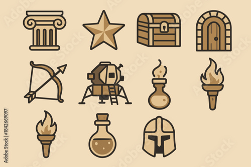 Ancient Fantasy Adventure Icons Set