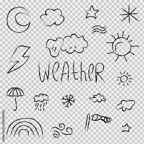 Hand-drawn Weather Symbols and Climate Icons Collection